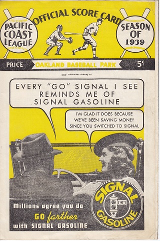 Oakland Oaks vs Seattle Rainiers Centennial Score Card